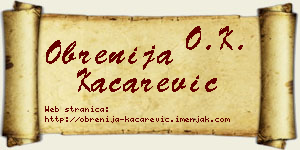 Obrenija Kačarević vizit kartica